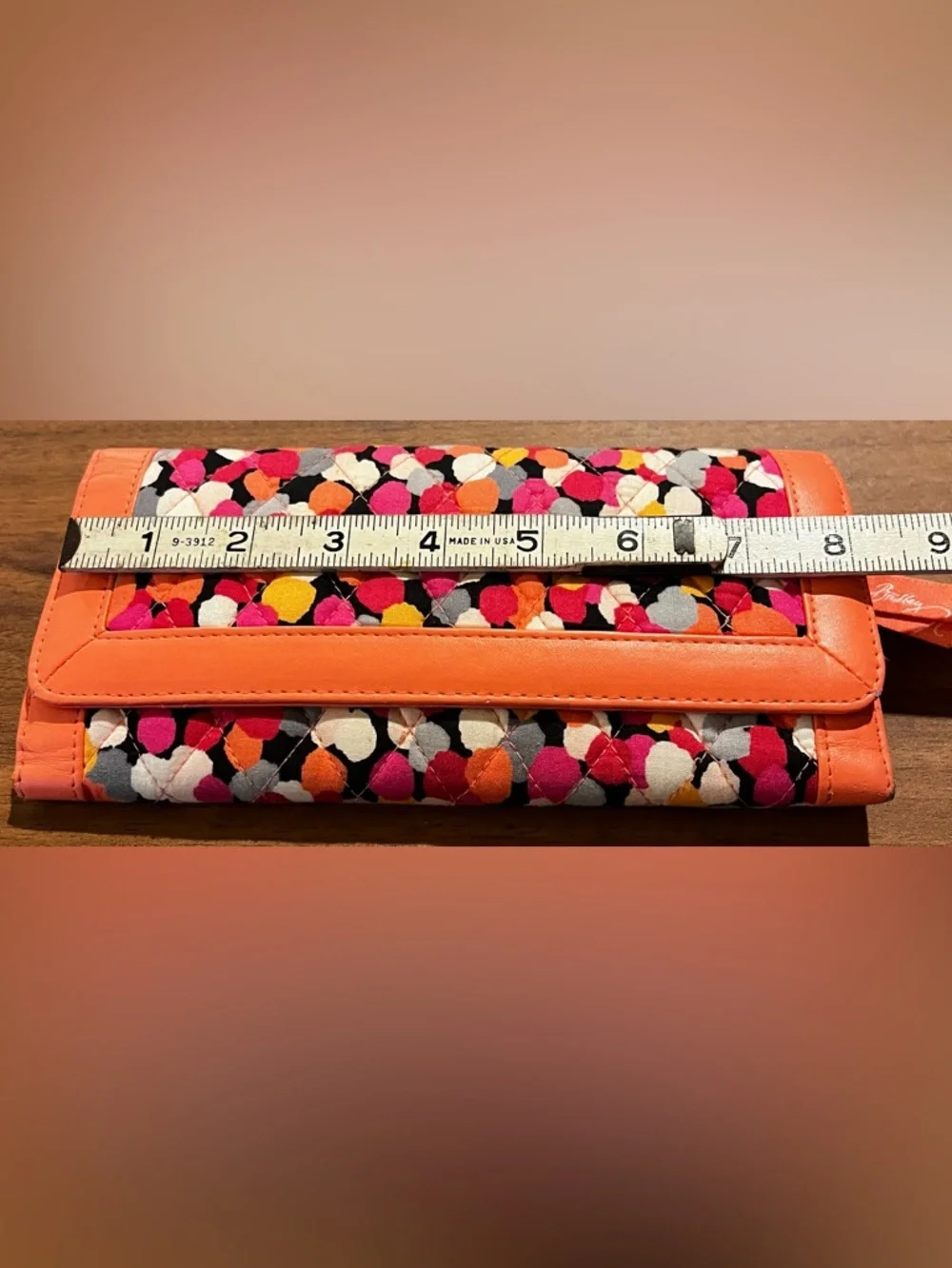 Vera Bradley Trifold Wallet Pixie Confetti Travel Wallet Coral Pink Abstract - Picture 12 of 13